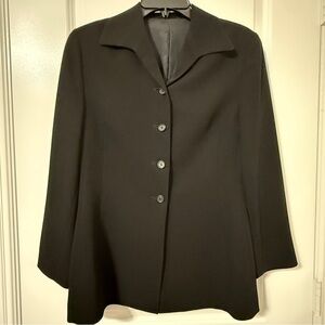 Elegant Black Button-Front Blazer Jacket – Classic Career Style, Size M
